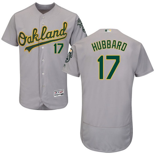 Athletics #17 Glenn Hubbard Grey Flexbase Authentic Collection Stitched MLB Jersey